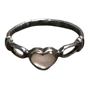 Sterling Silver Heart Abalone Mother Of Pearl Childrens gIrls Ring Size 4 Gift